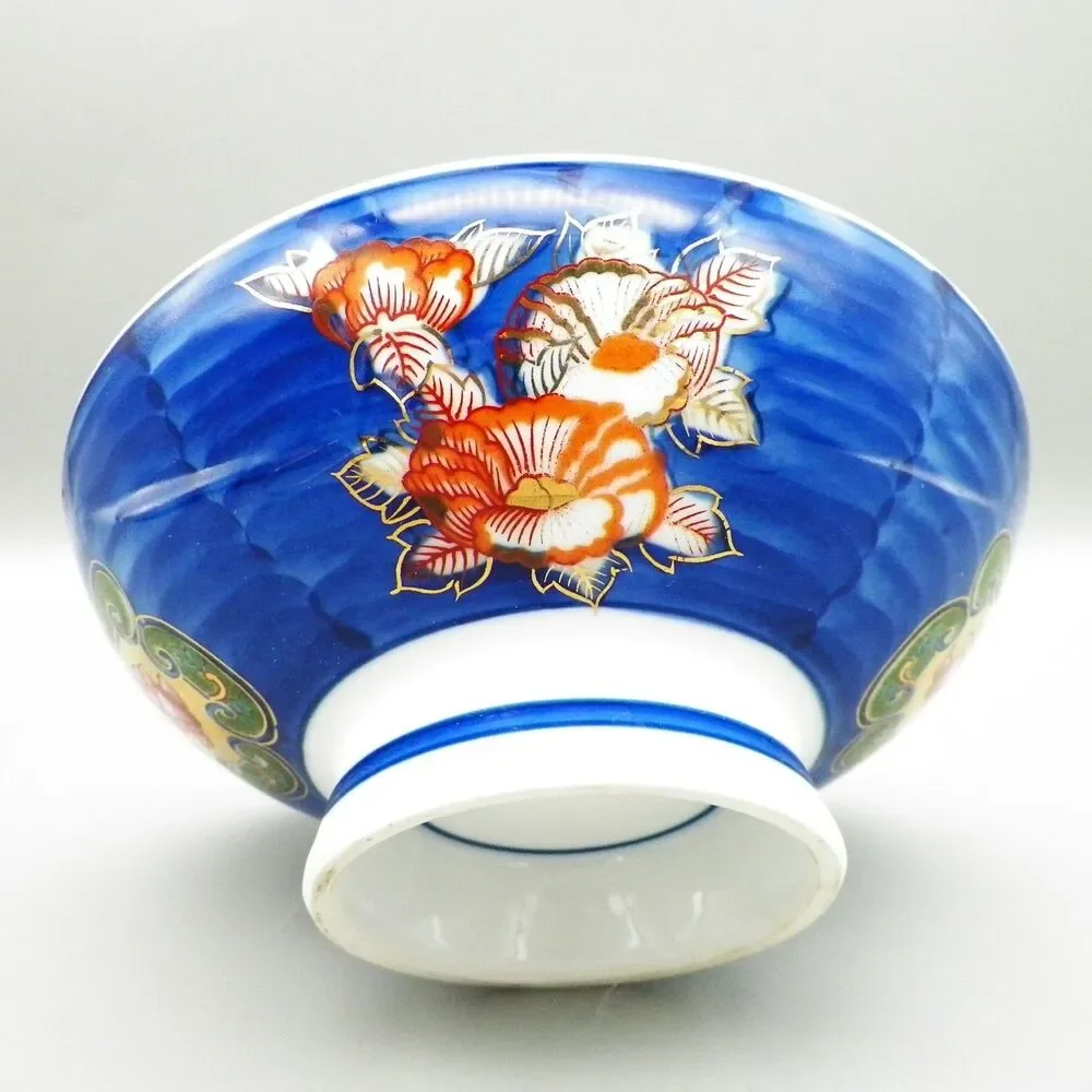 Japanese Arita-ware (Arita-yaki) Porcelain Footed Rice Bowl Cobalt Blue Vintage